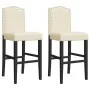 Taburetes altos 2 uds madera maciza de caucho y tela de vidaXL, Taburetes de cocina - Ref: Foro24-4006209, Precio: 111,30 €, ...