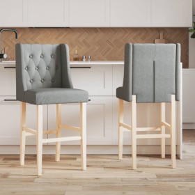 Taburetes altos 2 uds madera maciza de caucho y tela de vidaXL, Taburetes de cocina - Ref: Foro24-4006221, Precio: 130,66 €, ...