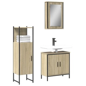 Set de muebles de baño 3 pzas madera contrachapada roble Sonoma de vidaXL, Muebles de baño - Ref: Foro24-3214821, Precio: 178...