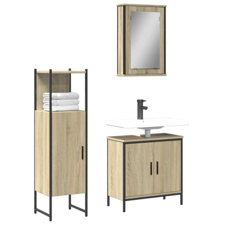 Set de muebles de baño 3 pzas madera contrachapada roble Sonoma de vidaXL, Muebles de baño - Ref: Foro24-3214821, Precio: 178...
