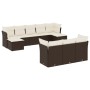 Set de sofás de jardín 10 pzas y cojines ratán sintético marrón de vidaXL, Conjuntos de jardín - Ref: Foro24-3218333, Precio:...