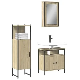 Set de muebles de baño 3 pzas madera contrachapada roble Sonoma de vidaXL, Muebles de baño - Ref: Foro24-3214816, Precio: 164...