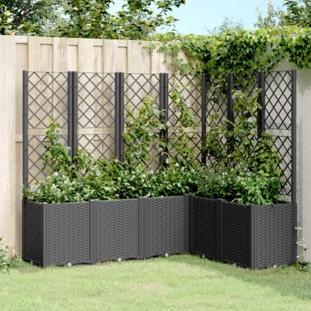 Jardinera con enrejado PP negro 160x120x140 cm de vidaXL, Maceteros y jardineras - Ref: Foro24-367878, Precio: 293,84 €, Desc...
