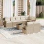 Set de sofás de jardín 9 pzas con cojines ratán sintético beige en Conjuntos de jardín | Comprar online en Foru.es
