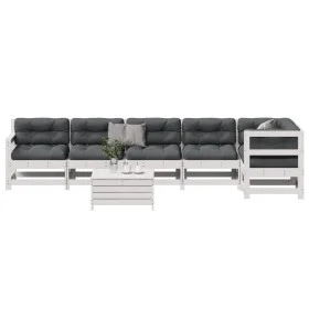 Set muebles jardín 7 pzas con cojines madera maciza pino blanco de vidaXL, Conjuntos de jardín - Ref: Foro24-3250885, Precio:...