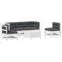 Set muebles jardín 6 pzas con cojines madera maciza pino blanco de vidaXL, Conjuntos de jardín - Ref: Foro24-3250717, Precio:...