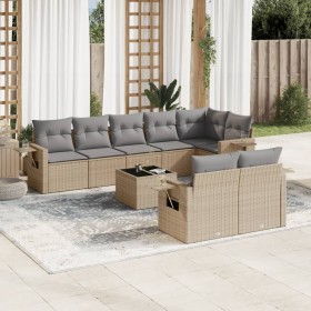 Set de sofás de jardín 9 pzas con cojines ratán sintético beige en Conjuntos de jardín | Comprar online en Foru.es