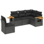 Set de muebles de jardín 5 pzas y cojines ratán sintético negro de vidaXL, Conjuntos de jardín - Ref: Foro24-3226811, Precio:...
