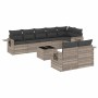 Set muebles jardín 9 pzas y cojines ratán sintético gris claro en Conjuntos de jardín | Comprar online en Foru.es
