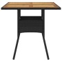 Mesa de jardín superficie de madera ratán PE negro 80x80x75 cm de vidaXL, Mesas de jardín - Ref: Foro24-365519, Precio: 82,56...