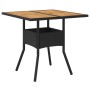 Mesa de jardín superficie de madera ratán PE negro 80x80x75 cm de vidaXL, Mesas de jardín - Ref: Foro24-365519, Precio: 82,56...