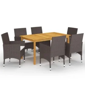 Juego de comedor para jardín 7 piezas con cojines marrón by vidaXL, Garden sets - Ref: Foro24-3095864, Price: 523,68 €, Disco...