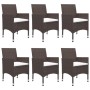 Juego de comedor para jardín 7 piezas con cojines marrón de vidaXL, Conjuntos de jardín - Ref: Foro24-3095864, Precio: 532,32...