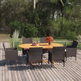 Juego de comedor para jardín 7 piezas con cojines marrón de vidaXL, Conjuntos de jardín - Ref: Foro24-3095893, Precio: 654,95...