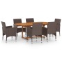 Juego de comedor para jardín 7 piezas con cojines marrón de vidaXL, Conjuntos de jardín - Ref: Foro24-3095893, Precio: 645,67...