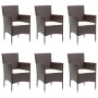 Juego de comedor para jardín 7 piezas con cojines marrón de vidaXL, Conjuntos de jardín - Ref: Foro24-3095893, Precio: 645,67...