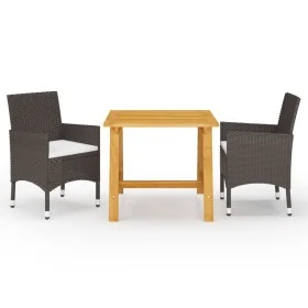 Juego de comedor de jardín 3 piezas con cojines marrón de vidaXL, Conjuntos de jardín - Ref: Foro24-3095891, Precio: 245,06 €...