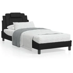 Estructura de cama con cabecero cuero sintético negro 90x190 cm de vidaXL, Camas y somieres - Ref: Foro24-3208061, Precio: 14...