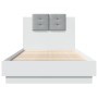 Estructura de cama con cabecero y luces LED blanco 75x190 cm de vidaXL, Camas y somieres - Ref: Foro24-3210066, Precio: 163,3...