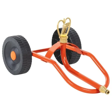Trineo de aspersores con ruedas y cabezal giratorio acero rojo de vidaXL, Accesorios de aspersión - Ref: Foro24-4005276, Prec...