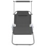 Tumbona plegable con toldo y ruedas acero gris de vidaXL, Tumbonas - Ref: Foro24-44325, Precio: 68,37 €, Descuento: %