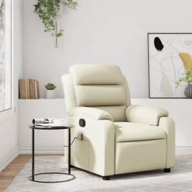 Sillón reclinable de masaje cuero sintético crema de vidaXL, Sillones - Ref: Foro24-373494, Precio: 255,49 €, Descuento: %