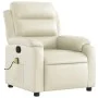 Sillón reclinable de masaje cuero sintético crema de vidaXL, Sillones - Ref: Foro24-373494, Precio: 255,49 €, Descuento: %