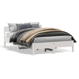 Estructura de cama con cabecero madera pino blanco 140x200 cm de vidaXL, Camas y somieres - Ref: Foro24-842751, Precio: 136,4...