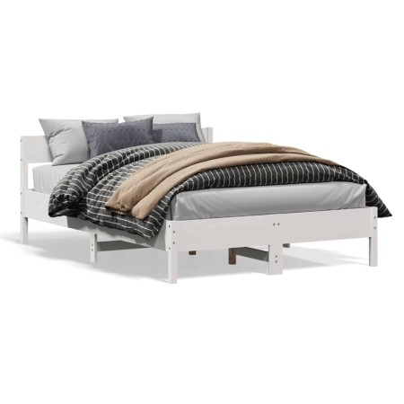 Estructura de cama con cabecero madera pino blanco 140x200 cm de vidaXL, Camas y somieres - Ref: Foro24-842751, Precio: 137,8...