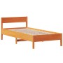 Estructura cama con cabecero madera pino marrón cera 75x190 cm de vidaXL, Camas y somieres - Ref: Foro24-842785, Precio: 82,1...