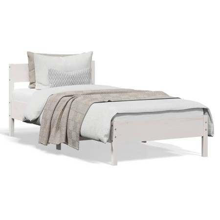 Estructura de cama con cabecero madera pino blanco 90x190 cm de vidaXL, Camas y somieres - Ref: Foro24-842779, Precio: 98,36 ...