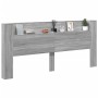 Cabecero de cama con luz LED gris Sonoma 220x16,5x103,5 cm de vidaXL, Cabeceros y pies de cama - Ref: Foro24-839278, Precio: ...
