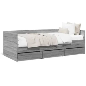 Tumbona con cajones madera ingeniería gris Sonoma 75x190 cm de vidaXL, Camas y somieres - Ref: Foro24-3280837, Precio: 192,08...