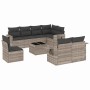 Set muebles jardín 9 pzas y cojines ratán sintético gris claro en Conjuntos de jardín | Comprar online en Foru.es
