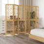 Biombo separador de 6 paneles madera maciza paulownia marrón de vidaXL, Divisores de ambientes - Ref: Foro24-358873, Precio: ...