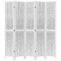 Biombo separador de 5 paneles madera maciza Paulownia blanco de vidaXL, Divisores de ambientes - Ref: Foro24-358679, Precio: ...