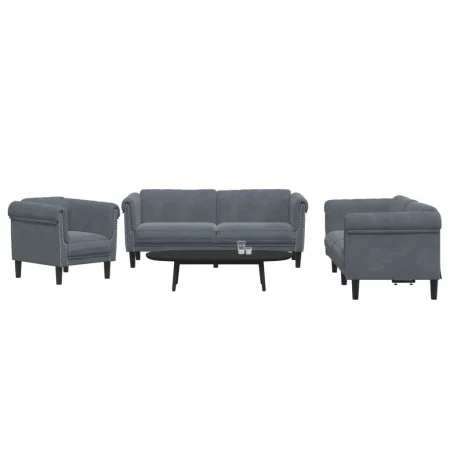 Juego de sofás 3 piezas terciopelo gris oscuro de vidaXL, Sofás - Ref: Foro24-3209210, Precio: 722,65 €, Descuento: %