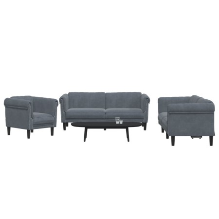 Juego de sofás 3 piezas terciopelo gris oscuro de vidaXL, Sofás - Ref: Foro24-3209210, Precio: 730,91 €, Descuento: %