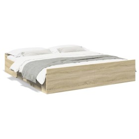 Cama con cajones madera ingeniería roble Sonoma 180x200 cm de vidaXL, Camas y somieres - Ref: Foro24-3280274, Precio: 157,57 ...