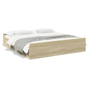 Sonoma oak engineered wood bed with drawers 180x200 cm by vidaXL, Beds and slatted bases - Ref: Foro24-3280274, Price: 156,78...