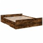 Cama con cajones madera de ingeniería roble ahumado 160x200 cm de vidaXL, Camas y somieres - Ref: Foro24-3280283, Precio: 152...
