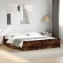 Cama con cajones madera de ingeniería roble ahumado 200x200 cm de vidaXL, Camas y somieres - Ref: Foro24-3280269, Precio: 184...