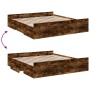 Cama con cajones madera de ingeniería roble ahumado 200x200 cm de vidaXL, Camas y somieres - Ref: Foro24-3280269, Precio: 184...