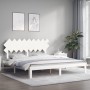Estructura cama de matrimonio con cabecero madera maciza blanco de vidaXL, Camas y somieres - Ref: Foro24-3193742, Precio: 16...