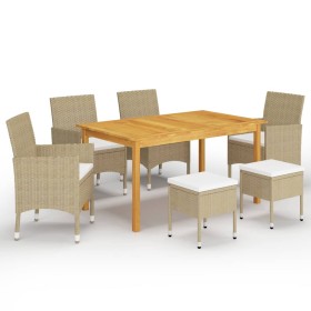 Juego de comedor de jardín de 7 piezas beige de vidaXL, Conjuntos de jardín - Ref: Foro24-3067779, Precio: 503,54 €, Descuent...