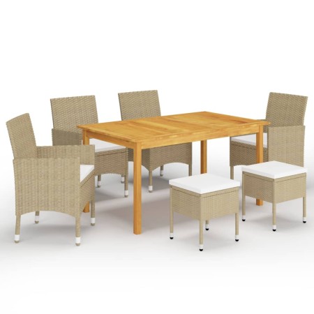 Juego de comedor de jardín de 7 piezas beige de vidaXL, Conjuntos de jardín - Ref: Foro24-3067779, Precio: 503,54 €, Descuent...