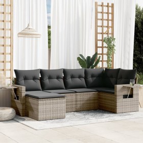 Set de muebles de jardín 6 pzas y cojines ratán sintético gris en Conjuntos de jardín | Comprar online en Foru.es
