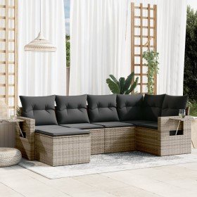 Set de muebles de jardín 6 pzas y cojines ratán sintético gris en Conjuntos de jardín | Comprar online en Foru.es