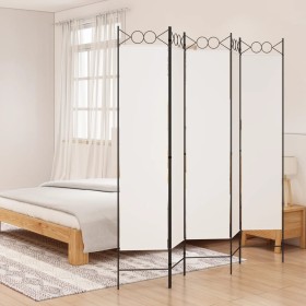 Biombo divisor de 5 paneles de tela blanco 200x200 cm de vidaXL, Divisores de ambientes - Ref: Foro24-350154, Precio: 67,83 €...
