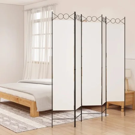 Biombo divisor de 5 paneles de tela blanco 200x200 cm de vidaXL, Divisores de ambientes - Ref: Foro24-350154, Precio: 66,34 €...